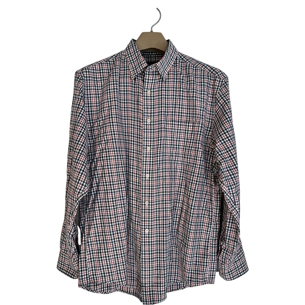 Pendleton Button Up Shirt Size LARGE Bridgeport Red White Blue 100% Cotton